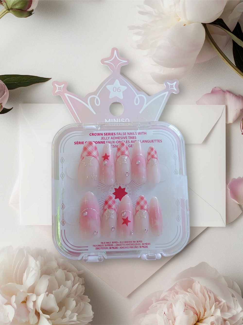 🎀3/$25🎀 Pink Crown Series Jelly Adhesive Pink False Nails